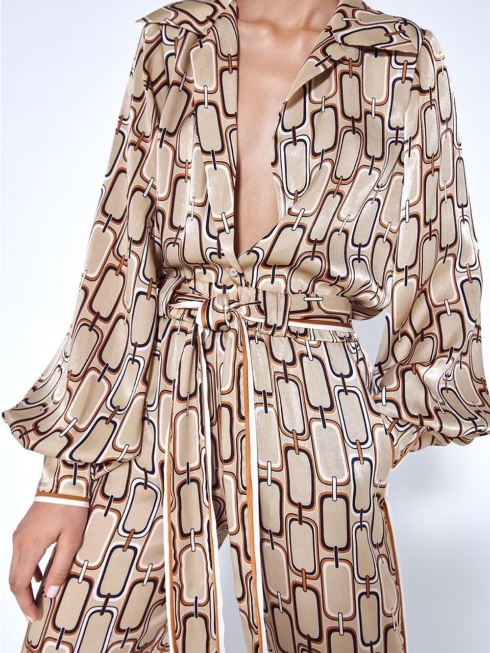 ALEXIS Reyson Tan Chain Print Pant Set - Seen on Farrah Brittany